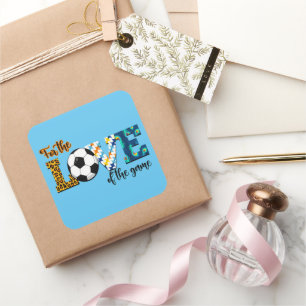 Sticker Carré Pour L'Amour Du Jeu Soccer Maman Leopard