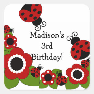 Sticker Carré pour l'anniversaire de Ladybug migno
