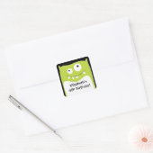 Sticker Carré pour l'anniversaire Lime Monster Bas (Enveloppe)