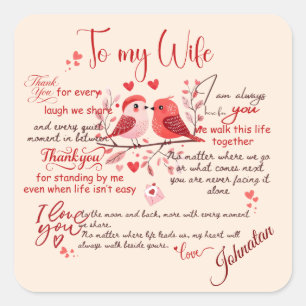 Sticker Carré Pour ma femme message d'amour nom personnalisé rom