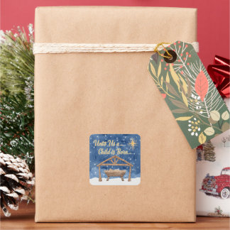 Sticker Carré Pour nous un enfant est né Noël Nativité