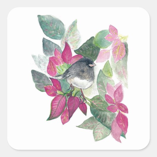 Sticker Carré pour oiseaux Dark Eyed Junco (Devant)