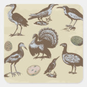 Sticker Carré pour oiseaux de style vintage (Devant)