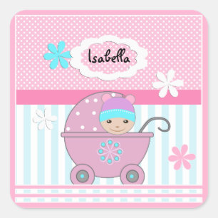 Sticker Carré Pour petite fille, petite fille