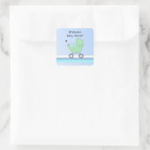 Sticker Carré Poussette bébé verte et bleue (Sac)