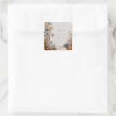 Sticker Carré Poussiéreux Bleu Botanique Patchwork Doré Mariage (Sac)