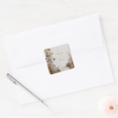 Sticker Carré Poussiéreux Bleu Botanique Patchwork Doré Mariage (Enveloppe)