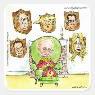 Sticker Carré Poutine le chasseur obtient pas mon président Trum