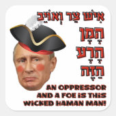Sticker Carré Poutine le Mal Haman - Purim Satire Slava Ukraini (Devant)