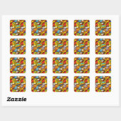 Sticker Carré POW ! ZAP ! Mots d'action comique - amusant et aud (Feuille)