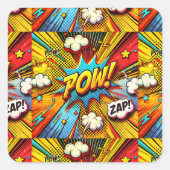 Sticker Carré POW ! ZAP ! Mots d'action comique - amusant et aud (Devant)
