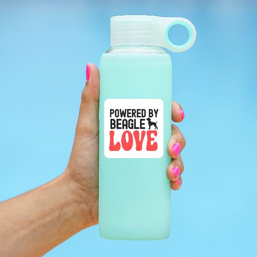 Sticker Carré Powered By Beagle Love