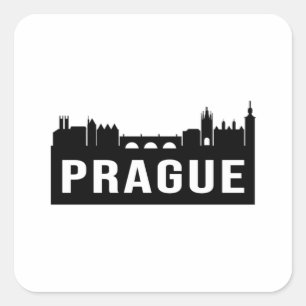 Sticker Carré Prague City Cityscape Skyline Voyager Drôle cadeau