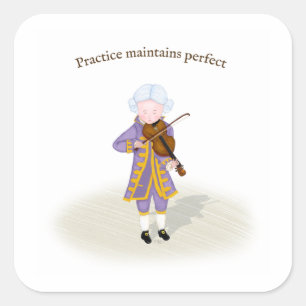 Sticker Carré Pratique Maintient Parfait Mozart Jouer du violon