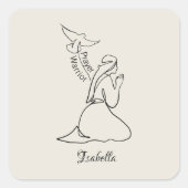 Sticker Carré Prayer Guerrier Conception et Personnaliser Nom (Devant)