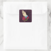 Sticker Carré Praying Hands Roses Design (Sac)