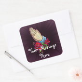 Sticker Carré Praying Hands Roses Design (Enveloppe)