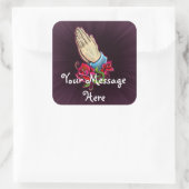 Sticker Carré Praying Hands Roses Design (Sac)
