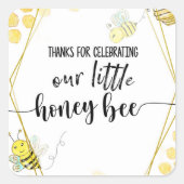 STICKER CARRÉ PREMIER ANNIVERSAIRE, BEE PARTY, BEE THEMED (Devant)