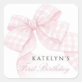 Sticker Carré Premier anniversaire de la Bow rose (Devant)