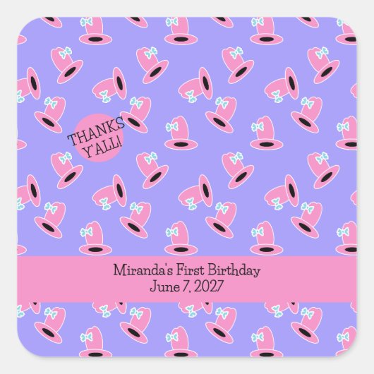 Sticker Carré Premier anniversaire de la petite fille (Devant)