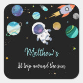 Sticker Carré Premier anniversaire de l'astronaute bleu (Devant)