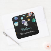 Sticker Carré Premier anniversaire de l'astronaute bleu (Enveloppe)