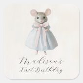 Sticker Carré Premier Anniversaire Mouse Whimsical Victorian Ann (Devant)