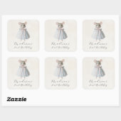 Sticker Carré Premier Anniversaire Mouse Whimsical Victorian Ann (Feuille)