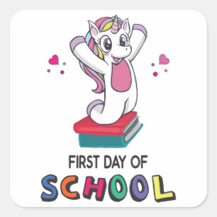 Sticker Carré Premier jour de l'école Unicorn
