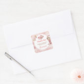 Sticker Carré Premier Rodéo Boho Rose 1er Anniversaire (Enveloppe)