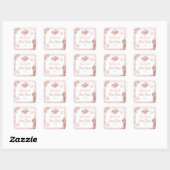 Sticker Carré Premier Rodéo Boho Rose 1er Anniversaire (Feuille)