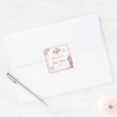 Sticker Carré Premier Rodéo Boho Rose 1er Anniversaire (Enveloppe)