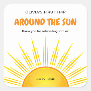 Sticker Carré Premier voyage autour du soleil 1er anniversaire M
