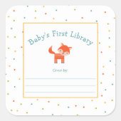 Sticker Carré Première bibliothèque pour bébé de mignonne Fox (Devant)