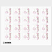 Sticker Carré Première communion à l'hydrangea rose (Feuille)