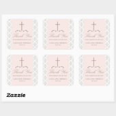 Sticker Carré Première communion de Damask Cross (Feuille)