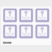 Sticker Carré Première communion de Damask Cross | MERCI (Feuille)