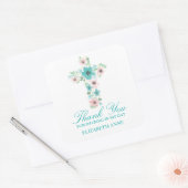 Sticker Carré Première communion de la première croix de fleurs  (Enveloppe)