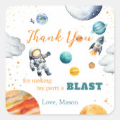 Sticker Carré Première Expédition spatiale Anniversaire Merci (Devant)