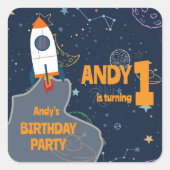 Sticker Carré Première fête d'anniversaire de l'espace neutre en (Devant)