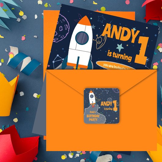 Sticker Carré Première fête d'anniversaire de l'espace neutre en