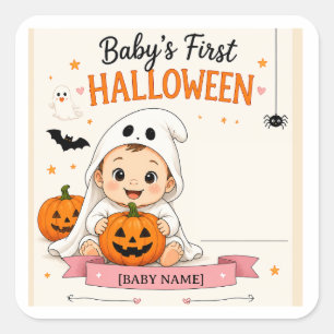 Sticker Carré Première fête d'Halloween de bébé