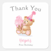 Sticker Carré Première fille d'anniversaire Teddy Bear Crème de  (Devant)