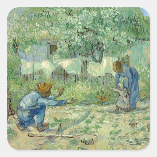Sticker Carré Premiers pas, après Millet par Vincent Van Gogh (Devant)