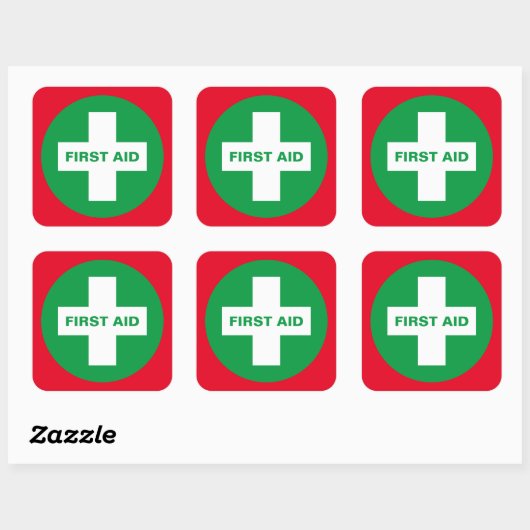 Sticker Carré Premiers secours (Croix Blanche) - Ambulance, Aide (Feuille)