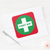 Sticker Carré Premiers secours (Croix Blanche) - Ambulance, Aide (Enveloppe)