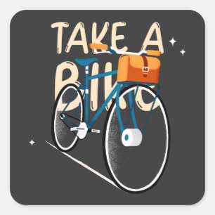 Sticker Carré Prendre Un Vélo