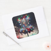 Sticker Carré Prenez un disque-mas Holly Jolly ! Humour de Noël (Enveloppe)