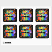 Sticker Carré Prénom "KEVIN", Amusant "HEUREUX ANNIVERSAIRE" (Feuille)